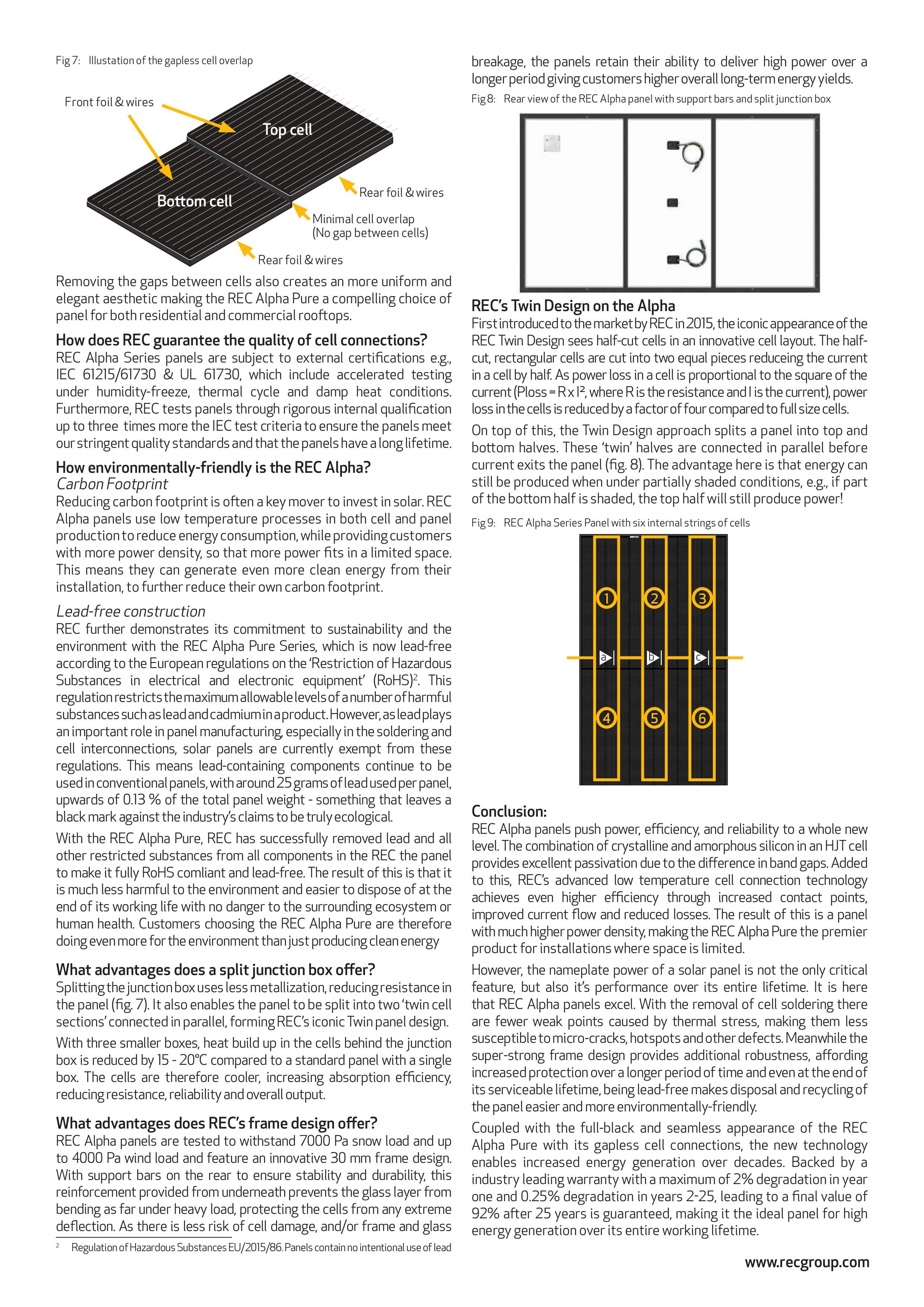 What advantages does REC’s frame design offer?